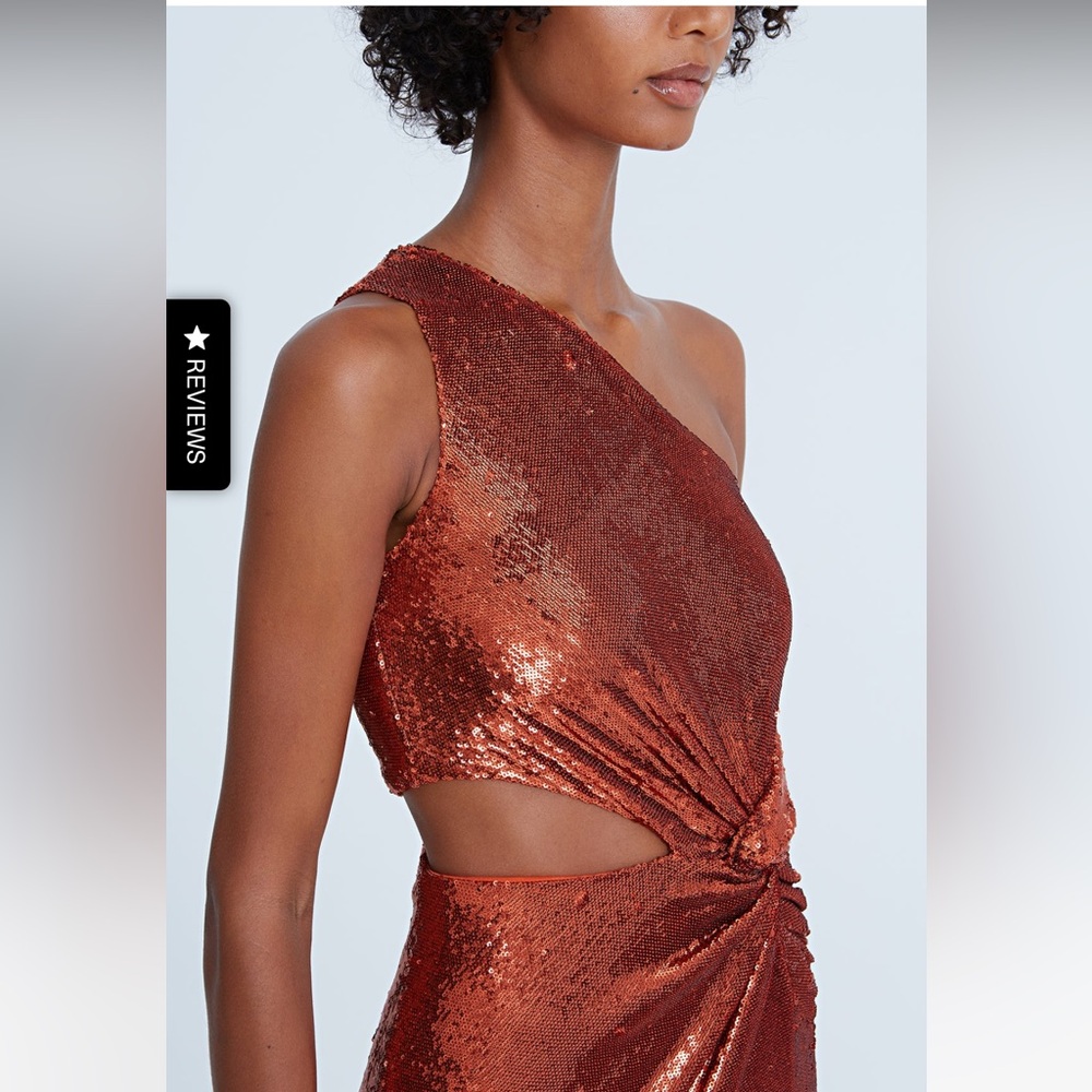 NWT Halston VAL SEQUIN ONE SHOULDER MINI 16 - Picture 3 of 9